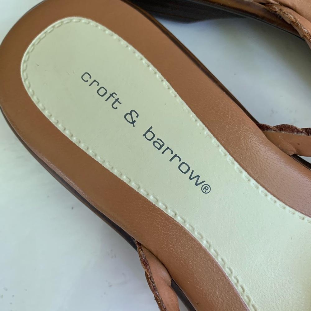 NWOT Croft & Barrow tan leather slide sandals - Picture 5 of 8